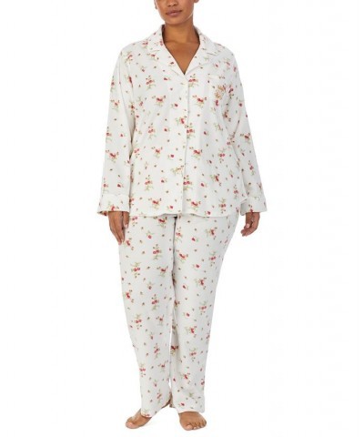 Plus Size Plaid Microfleece Pajama Set Ivory Floral $37.07 Sleepwear