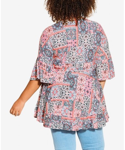 Plus Size Harper Tunic Top Coral Medallion $32.39 Tops