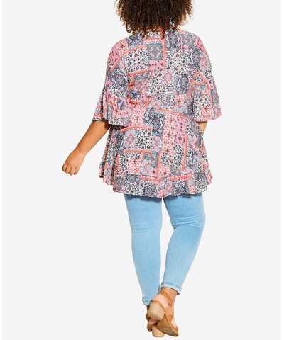 Plus Size Harper Tunic Top Coral Medallion $32.39 Tops