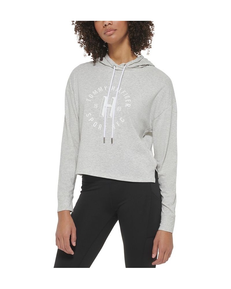 Women's Logo-Graphic Long-Sleeve Pullover Hoodie Gray $18.42 Tops