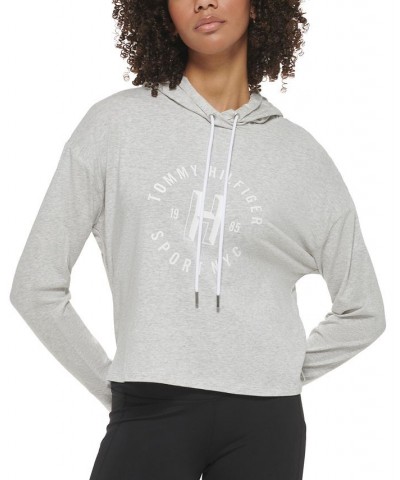 Women's Logo-Graphic Long-Sleeve Pullover Hoodie Gray $18.42 Tops