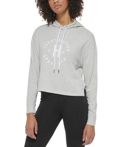 Women's Logo-Graphic Long-Sleeve Pullover Hoodie Gray $18.42 Tops