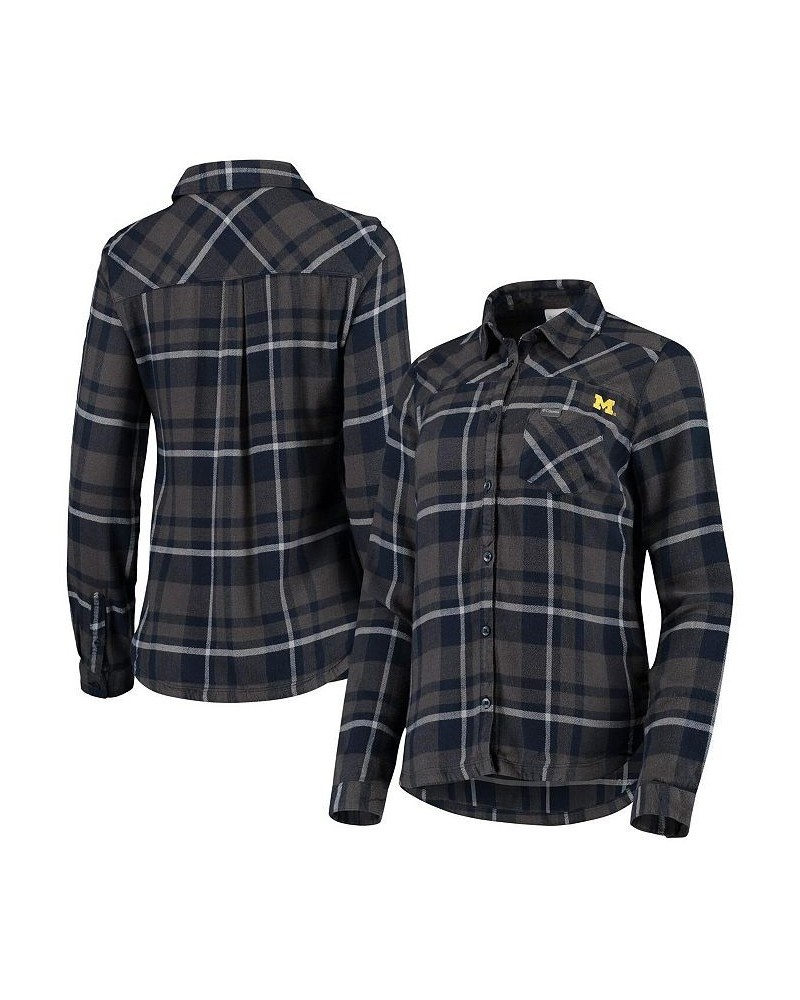 Women's Charcoal Michigan Wolverines Flare Gun Flannel Shirt Charcoal $30.75 Tops