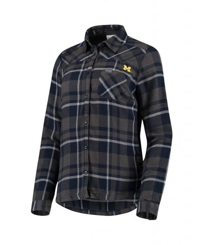 Women's Charcoal Michigan Wolverines Flare Gun Flannel Shirt Charcoal $30.75 Tops