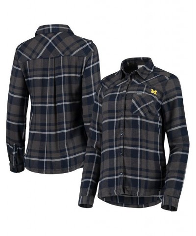 Women's Charcoal Michigan Wolverines Flare Gun Flannel Shirt Charcoal $30.75 Tops