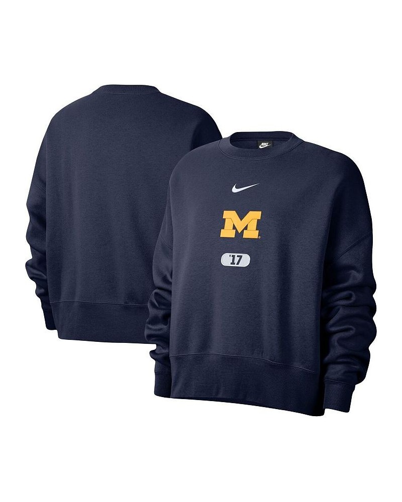 Women's Navy Michigan Wolverines Vault Every Day Fleece Pullover Sweatshirt Navy $38.15 Sweatshirts