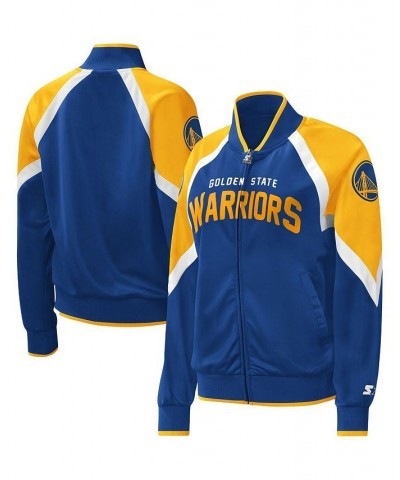 Women's Royal Golden State Warriors Slam Dunk Raglan Full-Zip Track Jacket Blue $34.10 Jackets