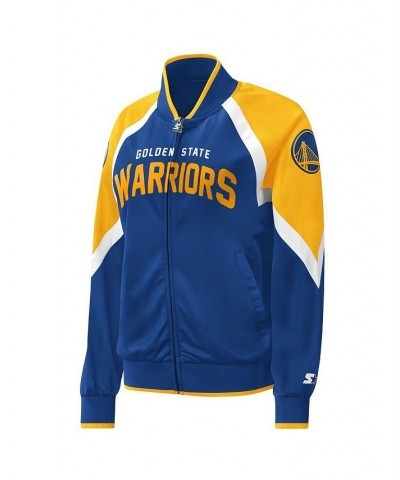 Women's Royal Golden State Warriors Slam Dunk Raglan Full-Zip Track Jacket Blue $34.10 Jackets