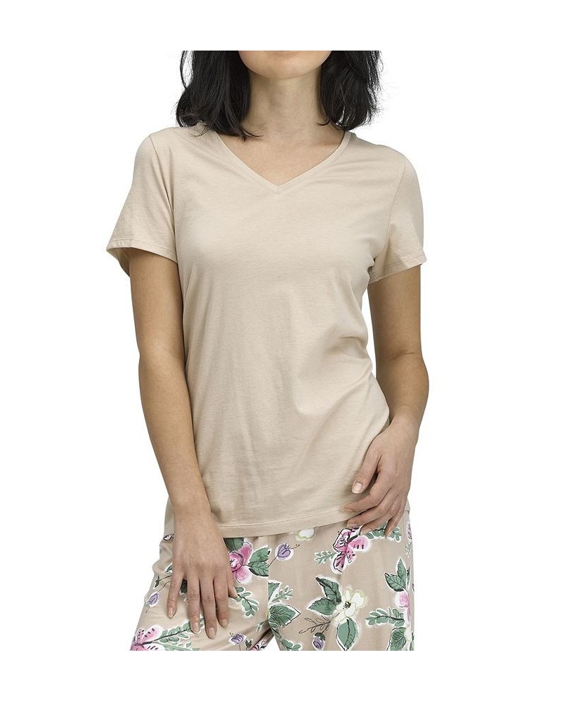 HUE Solid Short-Sleeve V-Neck Pajama T-Shirt Doeskin $14.00 Sleepwear
