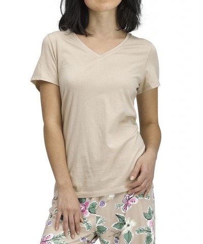 HUE Solid Short-Sleeve V-Neck Pajama T-Shirt Doeskin $14.00 Sleepwear