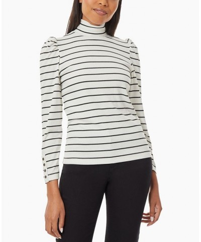 Women's Long Sleeve Ribbed Turtleneck Top Jones White, Jones Black $22.26 Tops