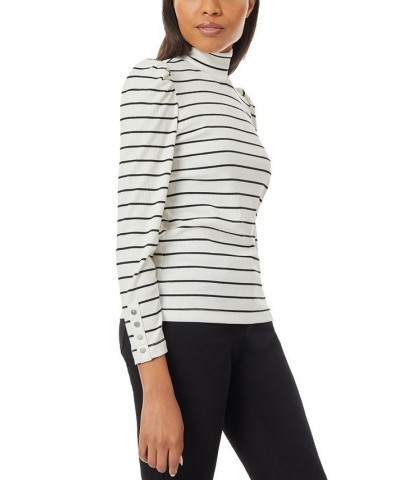 Women's Long Sleeve Ribbed Turtleneck Top Jones White, Jones Black $22.26 Tops