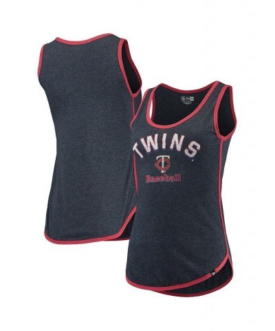 Women's Heathered Navy Minnesota Twins Contrast Binding Scoop Neck Tank Top Heathered Navy $21.31 Tops