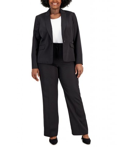 Plus Size One-Button Straight-Leg Pantsuit Black $63.70 Suits