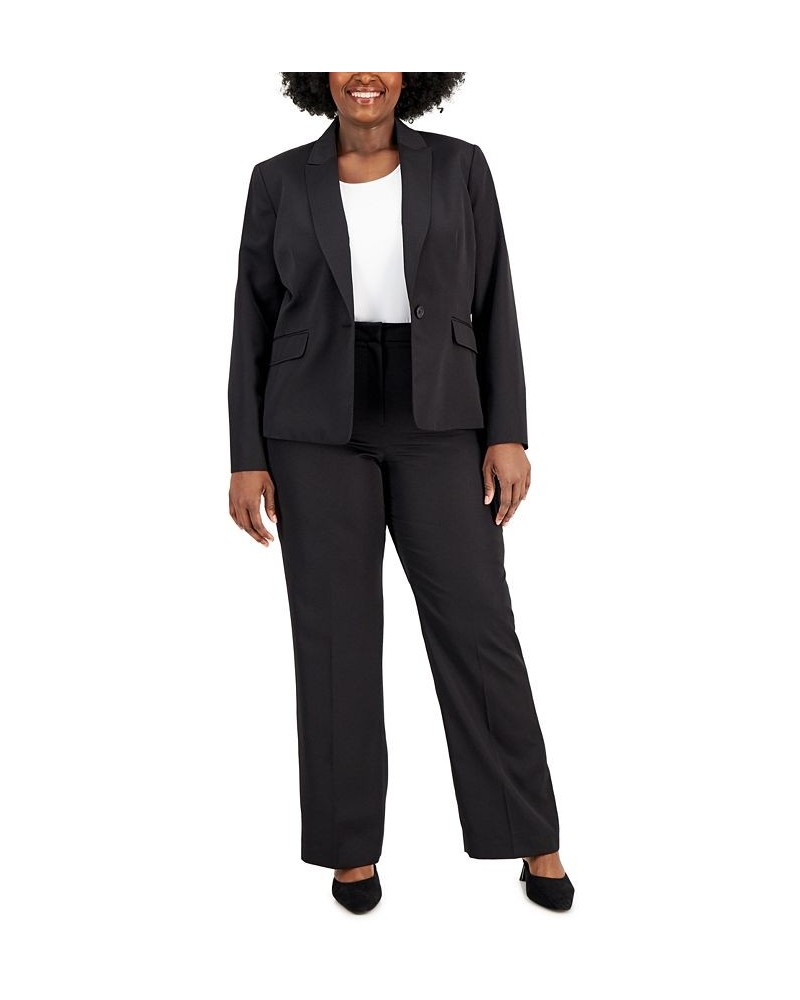 Plus Size One-Button Straight-Leg Pantsuit Black $63.70 Suits