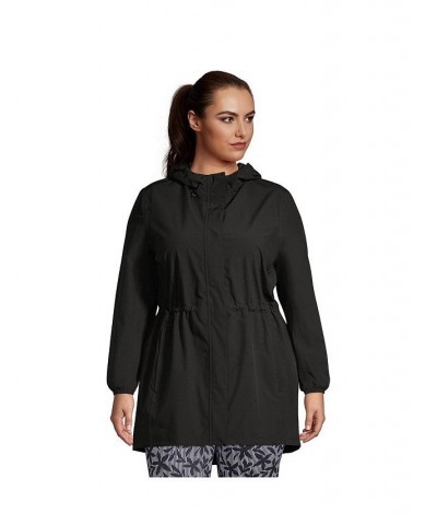 Women's Plus Size Waterproof Hooded Packable Raincoat Black $68.58 Jackets