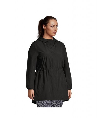 Women's Plus Size Waterproof Hooded Packable Raincoat Black $68.58 Jackets