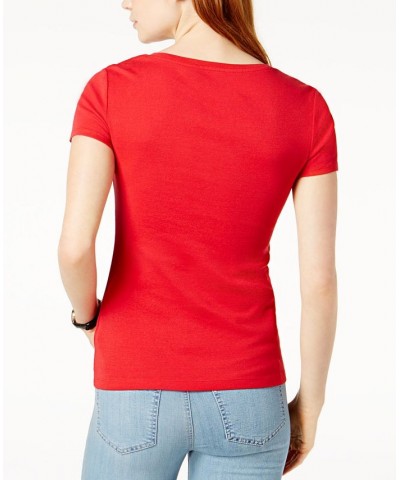 Women's V-Neck T-Shirt Scarlet $19.32 Tops