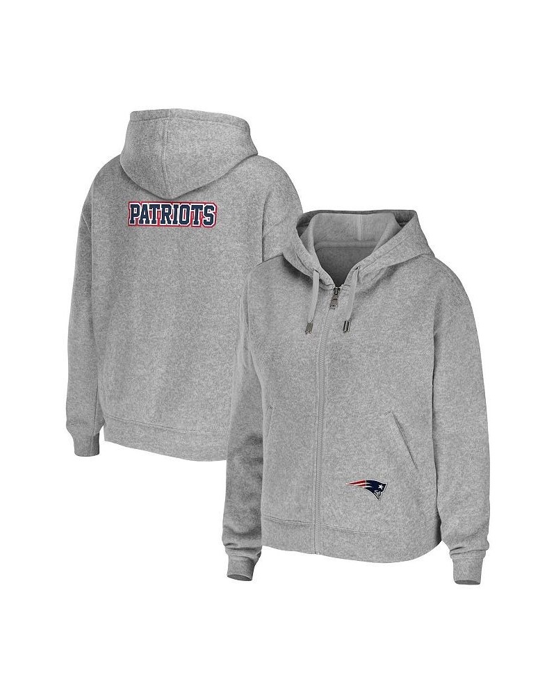 Women's Heathered Gray New England Patriots Team Full-Zip Hoodie Heathered Gray $41.28 Sweatshirts