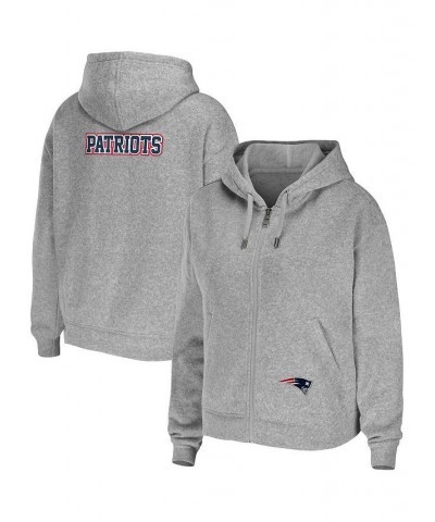 Women's Heathered Gray New England Patriots Team Full-Zip Hoodie Heathered Gray $41.28 Sweatshirts