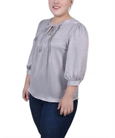 Plus Size Satin Blouse Gray $15.48 Tops