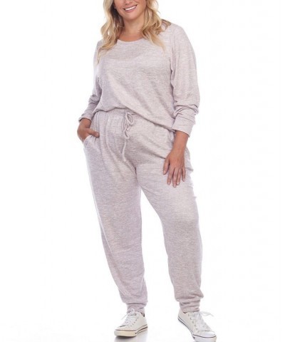 Plus Size Lounge Set 2-Piece Light Pink $25.80 Sleepwear