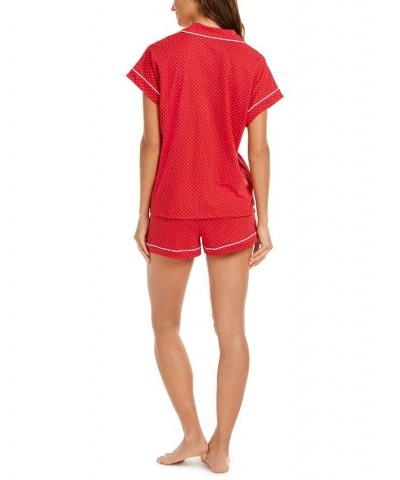 Printed Shirt and Shorts Pajama Set Red $34.68 Sleepwear