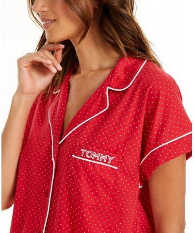 Printed Shirt and Shorts Pajama Set Red $34.68 Sleepwear