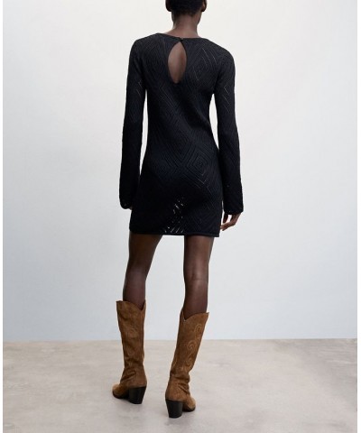 Women's Knit Openwork Sweater Black $40.50 Dresses