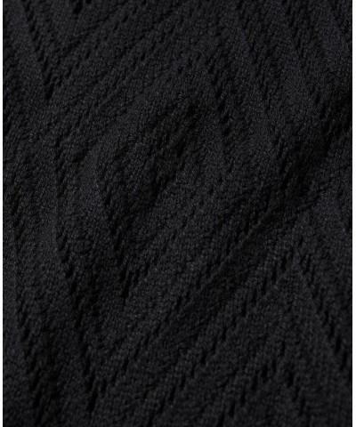 Women's Knit Openwork Sweater Black $40.50 Dresses