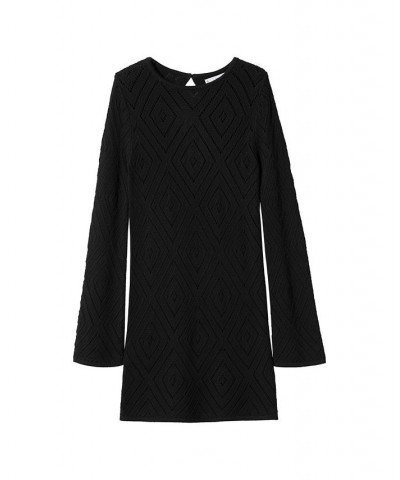 Women's Knit Openwork Sweater Black $40.50 Dresses