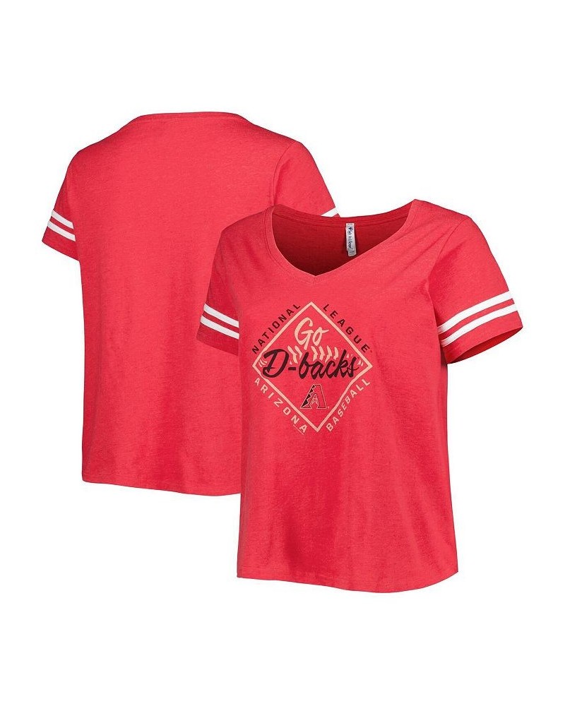 Women's Red Arizona Diamondbacks Plus Size V-Neck Jersey T-shirt Red $30.00 Tops