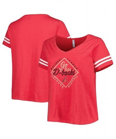 Women's Red Arizona Diamondbacks Plus Size V-Neck Jersey T-shirt Red $30.00 Tops