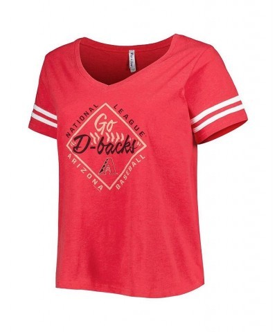 Women's Red Arizona Diamondbacks Plus Size V-Neck Jersey T-shirt Red $30.00 Tops