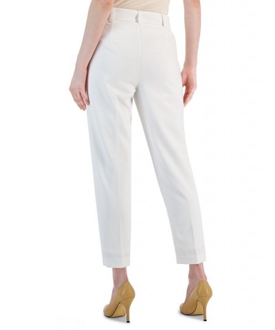 Women's Belted Slim-Leg Ankle Pants White $33.91 Pants