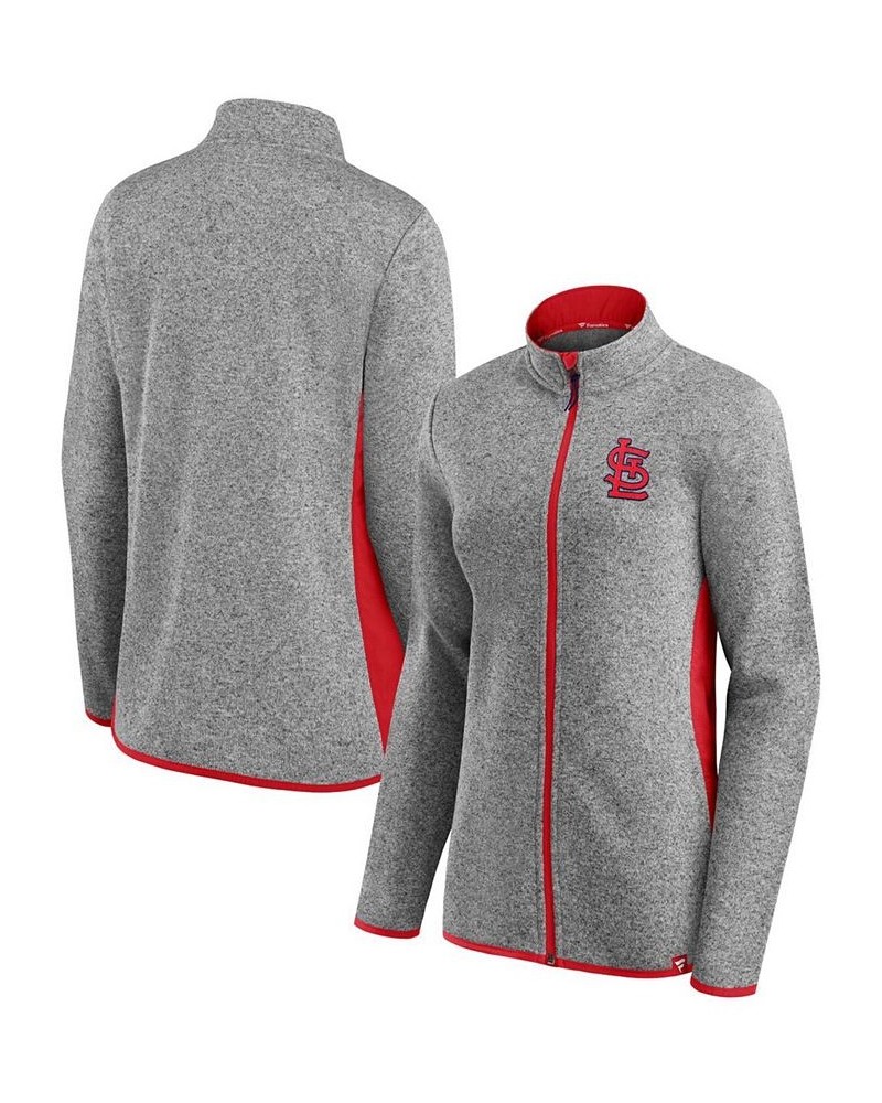 Women's Heather Charcoal St. Louis Cardinals Primary Logo Fleece Full-Zip Jacket Heather Charcoal $46.79 Jackets