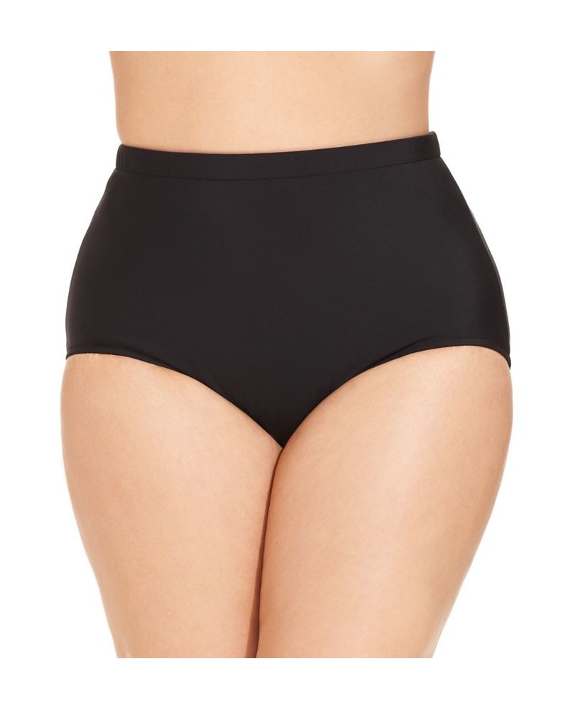 Plus Size Mid-Rise Tummy-Control Swim Bottoms Black $30.08 Swimsuits