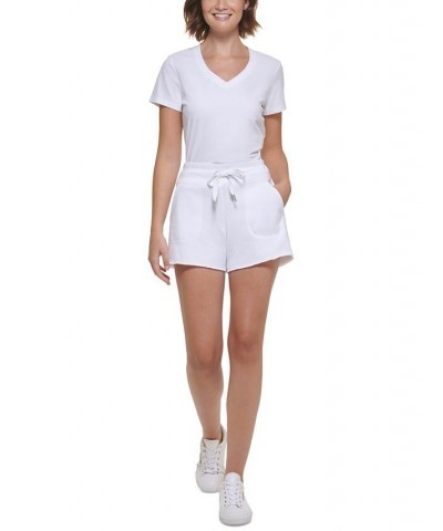 Women's Ribbed Waistband Shorts White $15.17 Shorts