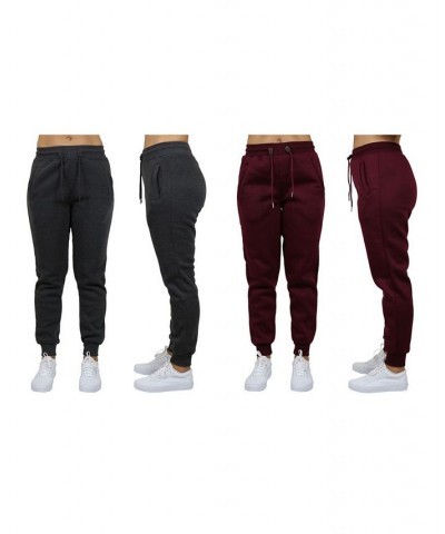 Women's Loose Fit Fleece Jogger Sweatpants Pack of 2 Olive - Burgundy $27.00 Pants