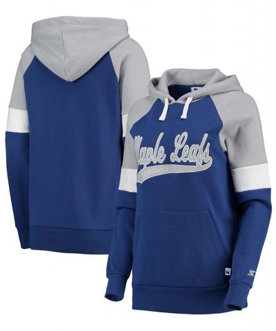 Women's Blue-Gray Toronto Maple Leaf's Shutout Raglan Pullover Hoodie Blue-Gray $32.90 Sweatshirts