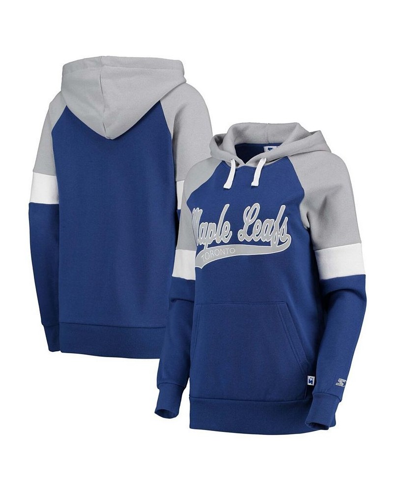 Women's Blue-Gray Toronto Maple Leaf's Shutout Raglan Pullover Hoodie Blue-Gray $32.90 Sweatshirts