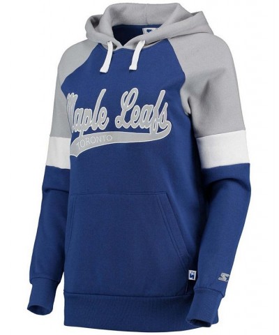 Women's Blue-Gray Toronto Maple Leaf's Shutout Raglan Pullover Hoodie Blue-Gray $32.90 Sweatshirts