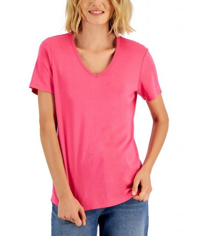 Cotton V-Neck Top Steel Rose $9.87 Tops