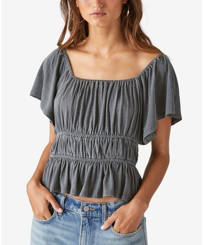 Women's Lace-Up Top Black $17.11 Tops
