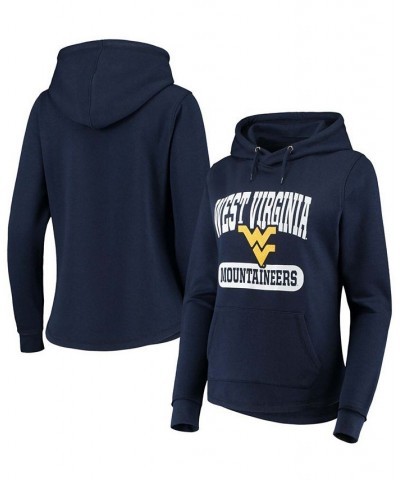 Women's Navy West Virginia Mountaineers Core Crossover Pillbox Pullover Hoodie Navy $25.20 Sweatshirts