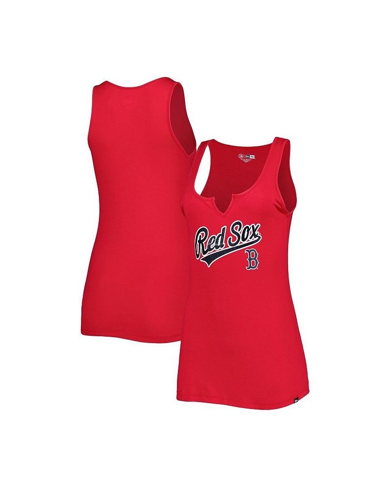 Women's Red Boston Red Sox Notch Neck Tank Top Red $23.77 Tops