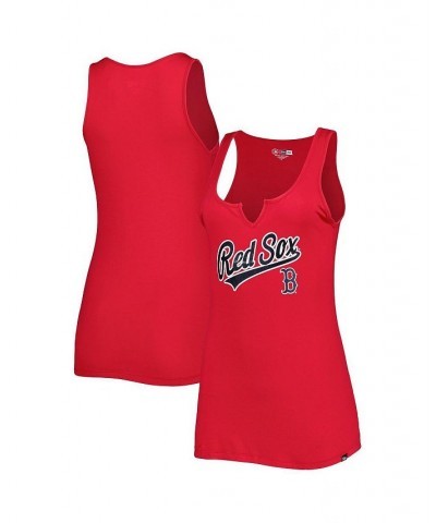 Women's Red Boston Red Sox Notch Neck Tank Top Red $23.77 Tops