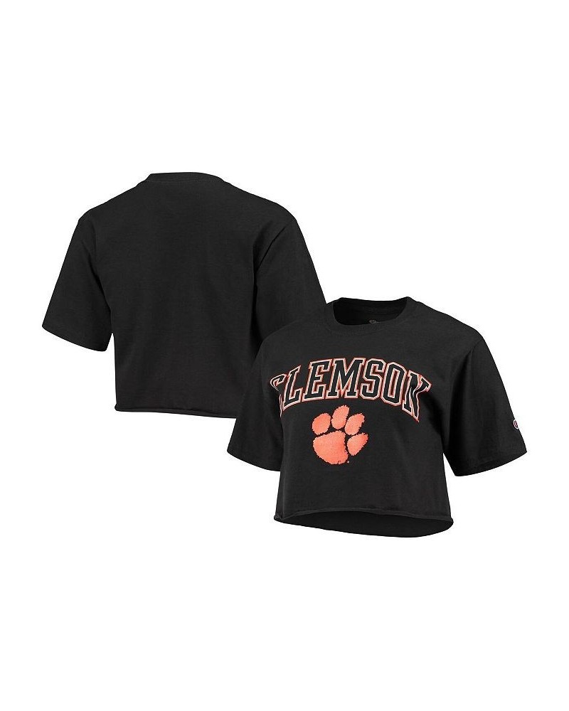 Women's Black Clemson Tigers Cropped Boyfriend T-shirt Black $14.00 Tops