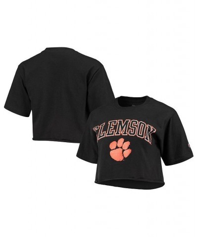 Women's Black Clemson Tigers Cropped Boyfriend T-shirt Black $14.00 Tops