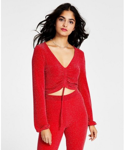 Women's Sparkling Caviar Long-Sleeve Crop Top Cherry On Top $16.15 Tops